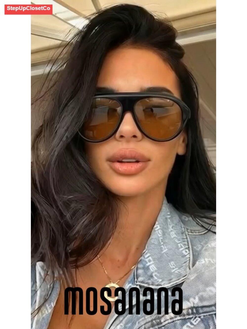 Oversized Aviator Sunglasses for Women, UV400 Protection, Retro Style, Plastic - Picture 6 of 6